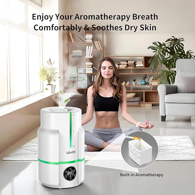 6L Humidifiers for Bedroom, 60H Runtime 26 dB Quiet Supersized Cool Mist Air Humidifiers for Large Room, Baby Nursery, Plant, Indoor, Night Light, Easy to Clean, Precise Humidity Control