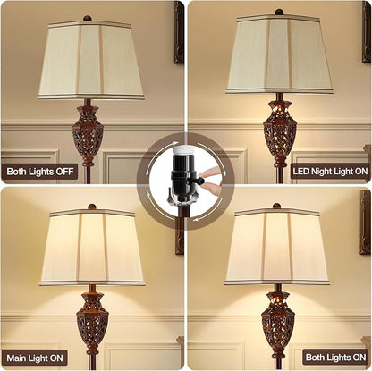 Luvkczc Vintage Floor Lamp - Brown Resin 6-Sided Carved Hollow Light Design, Mid-Century Modern Standing Lamp for Living Room, Bedroom, Study(Bulb Included)