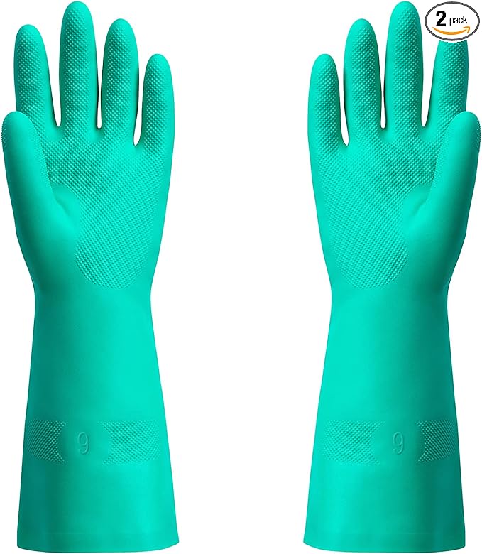 ThxToms Chemical Resistant Nitrile Gloves, Resist Household Acid, Alkali, Solvent and Oil, Latex Rubber Free, 1 Pair Large
