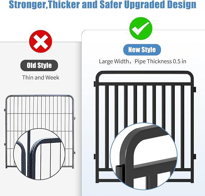 New Thickened Version Dog Playpen, 32 Inch Dog Fences for The Yard, Portable Outdoor Dog Playpen for Large/Medium/Small Dogs, Foldable Metal Dog playpen, with Doors (8 Panels)