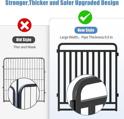 New Thickened Version Dog Playpen, 32 Inch Dog Fences for The Yard, Portable Outdoor Dog Playpen for Large/Medium/Small Dogs, Foldable Metal Dog playpen, with Doors (16 Panels)
