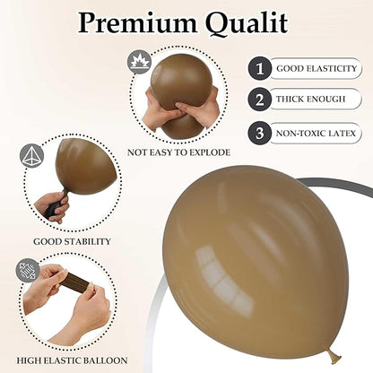 130PCS Khaki Balloons, Latex Balloons Different Sizes 18/12/10/5 Inch, Helium Balloons with Ribbon, Party Balloon Set for Birthday Wedding Graduation Anniversary Baby Shower Decorations.