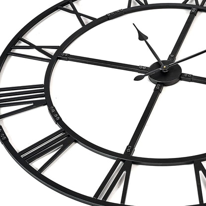 Extra Large 40 Inch Wall Clock for Living Room Decor – Silent Non-Ticking Modern Farmhouse Wall Clock, Oversized Decorative Metal Roman Numeral Clock, Black