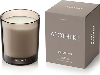 Apotheke Luxury Scented Candles for Home, White Vetiver - Petite Aromatherapy Jar Candle with Soy Wax Blend
