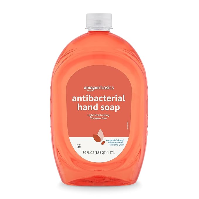 Amazon Basics Antibacterial Liquid Hand Soap Refill, Light Moisturizing, Triclosan-Free, Citrus, 50 Fl Oz (Pack of 4) (Previously Solimo)