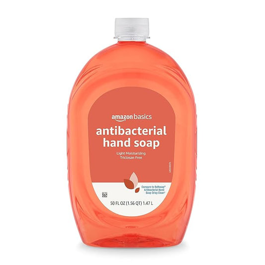 Amazon Basics Antibacterial Liquid Hand Soap Refill, Light Moisturizing, Triclosan-Free, Citrus, 50 Fl Oz (Pack of 4) (Previously Solimo)