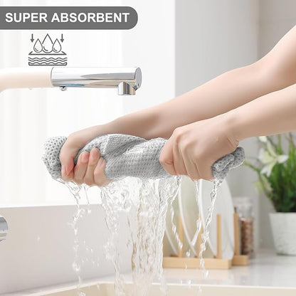 Homaxy 100% Cotton Kitchen Towels and Dishcloths Set, 12 x 12 Inches and 13 x 28 Inches, Set of 10 Bulk Kitchen Towels Set, Ultra Soft Absorbent Dish Cloths for Washing Dishes, Light Gray