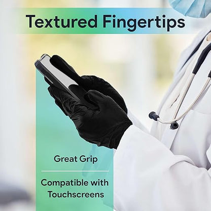 Black Small Nitrile Gloves Case of 1000 - Medical Grade - Latex-Free, Powder-Free - Disposable Nitrile Gloves - Medical Exam, Lab, and Industrial Use