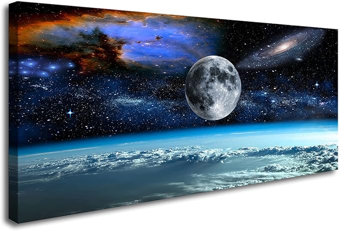XXMWallArtFC2575 Space View From Earth Space Canvas Wall Art Landscape Modern Decor Canvas Wall Art Painting Decor Abstract Canvas for Living Room Bedroom Kitchen Home and Office Wall Decor