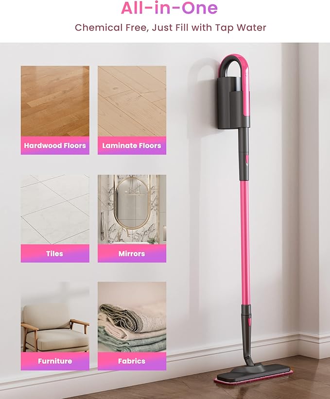 Schenley Steam Mop Cleaner with Detachable Handheld Steamer for Cleaning Hardwood, Laminate Floor, Tiles and Grout, with 7-in-1 Multi-purpose Accessories and Washable Microfiber Pads