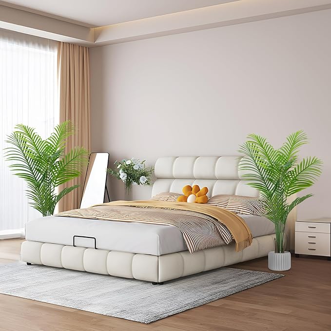 ANTING 4FT Artificial Areca Palm Plant - Large Fake Tall Artificial Tree Indoor - Realistic Green Silk Plant - Perfect for Any for Home Room Decor 2Pack