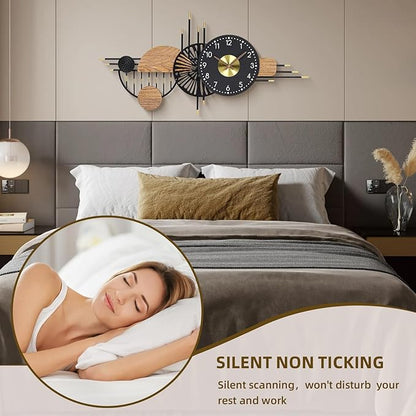 39x19 Inches Modern Large Wall Clocks for Living Room Decor, Silent Non-Ticking Battery Operated Decorative Analog Clock for Bedroom, Office, Kitchen, Entryway