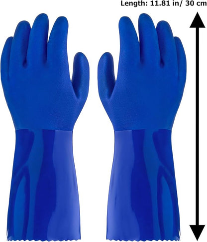 kitchen-star Ultimate Rubber Household PVC Gloves with Comfortable Cotton Lining, Anti-Slip surface, Kitchen Dishwashing, Extra Thickness, Kitchen Cleaning, Working, Painting, PetCare(X-Large, Blue)