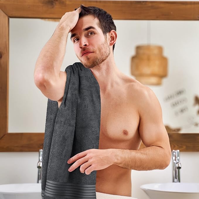 Utopia Towels 12 Pack Bath Towels Set, (27 x 54 Inches) 100% Ring Spun Cotton, Quick Dry, Highly Absorbent, Soft Feel Towels, Perfect for Daily Use (Grey)
