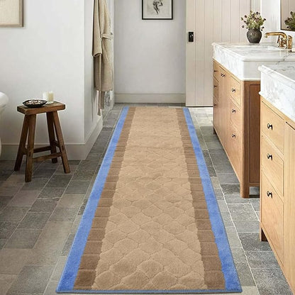 Custom Size Runner Volley Abstract Design Grey Blue, (22 Feet Length x 26 Inch Width) Custom Cut Slip Resistant Rubber Backing Runner Rugs, Extra Long Runner Rugs for Hallways