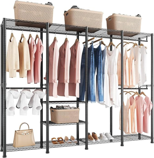VEVOR Clothing Garment Rack, Heavy Duty Closet Wardrobe, Adjustable Tiers Clothes Racks with Steel Frame, for Bedroom, Clothing Store, Hallway