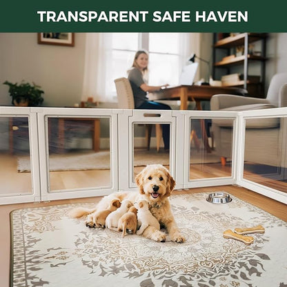 FXW AuraSpace Acrylic Indoor Dog Playpen for Puppies and Small Dogs, 24 Inch, 10 Panels, White