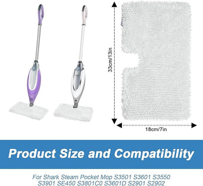 3 Pack Steam Pocket Mop Replacement Pads for Shark S3501 S3601 S3550 S3901 S3801 S2901 S2902 S3501S S3601C SE450 S3901D S3455K,Microfiber Steam Mop Pad Replacement,Reusable Mop Pads for Floor Cleaning