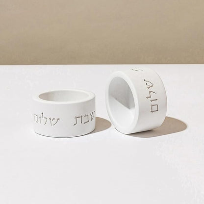 SURI Shabbat Candle Holders Set – Modern Judaica Shabbat Candlesticks for Tea Lights – Concrete Shabbos Candles Holders, Dripless Design – Jewish Gift & Home Decor