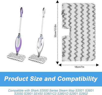Steam Mop Replacement Pads for Shark S3500 Series S3501 S3601 S3501S S3601C S3550 S3801 S3901 S2901 Steam Pocket Mop,Microfiber Scrub Mop Pads for Deep Cleaning,Reusable and Machine-washable,3 Pack