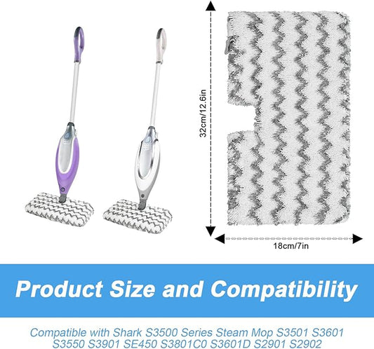 Steam Mop Replacement Pads for Shark S3500 Series S3501 S3601 S3501S S3601C S3550 S3801 S3901 S2901 Steam Pocket Mop,Microfiber Scrub Mop Pads for Deep Cleaning,Reusable and Machine-washable,3 Pack