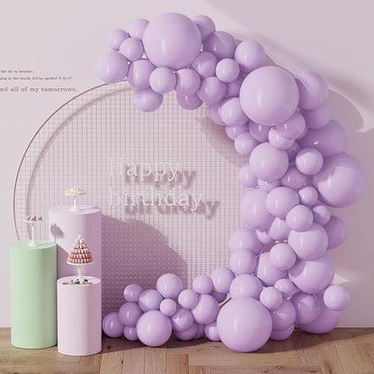 130PCS PastelPurple Balloons, Latex Balloons Different Sizes 18/12/10/5 In, Helium Balloon with Ribbon, Party Balloon Set for Birthday Wedding Graduation Anniversary Baby Shower Decoration