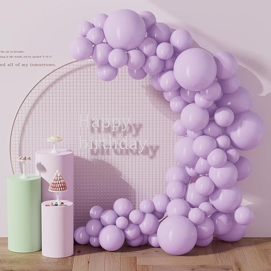 130PCS PastelPurple Balloons, Latex Balloons Different Sizes 18/12/10/5 In, Helium Balloon with Ribbon, Party Balloon Set for Birthday Wedding Graduation Anniversary Baby Shower Decoration
