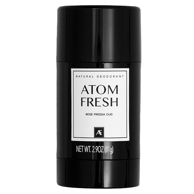 Atom Fresh Natural Deodorant Solid Stick – 72H Triple Odor Defense – Aluminum-Free, Baking Soda-Free – With Amino Acids, Mineral Powder, Plant-based Starch – Rose Fressia Oud – Skin Safe – 2.9 oz