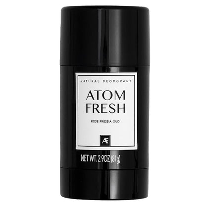 Atom Fresh Natural Deodorant Solid Stick – 72H Triple Odor Defense – Aluminum-Free, Baking Soda-Free – With Amino Acids, Mineral Powder, Plant-based Starch – Rose Fressia Oud – Skin Safe – 2.9 oz