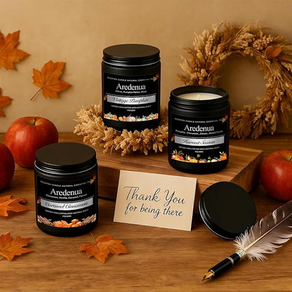 Winter Holiday Candles Set – Cinnamon, Vanilla Bean, Harvest Season & Pumpkin, Cozy Christmas Seasonal Candles Gift, Hand-Poured Soy Candle for Christmas Home Décor & Cozy Winter Gifting