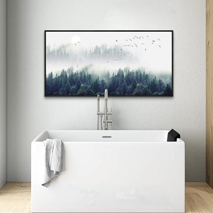 Wapluam Black Framed Wall Decor For Living Room Large Canvas Prints Wall Art For Bedroom Fashion Office Wall Painting Mountain Forest Trees Landscape Pictures Home Decorations Artwork 20x40 In