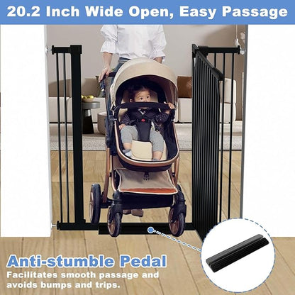 40.5" Extra Tall Baby Gate for Stairs, 40.5"-54.7" Extra Wide Large Dog Pet Gate Indoor, Pressure Mounted Safety First Child Gate Kids, Metal Auto Close Puppy Barrier for Walk Thru, Black