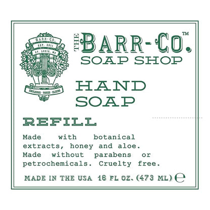 BARR-CO. Soap Shop Honey Mint Hand Soap Refill – Natural, Moisturizing Liquid Soap for Bathroom & Kitchen, Vegan Formula with Herbaceous Mint, Tea & Honey Scent, 16fl oz