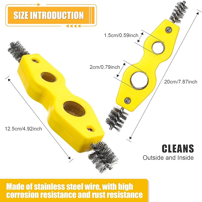 Honoson 4 Pieces Copper Pipe Cleaner 4 in 1 Copper Tubing Brush Pipe Cleans Inside Outside Thread Cleaner Plumber Brush Cleans Tool for Plumbing Installation Soldering Brazing(Yellow)
