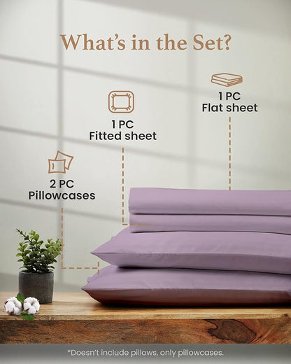 Good Sleep Bedding Deep Pocket King Sheet Set - 4 Pc, 100% Egyptian Cotton Bed Sheets, 1000 Threadcount 16" Deep Pocket Sheets King Size with Pillow Covers, Soft Hotel Sheets Like Quality - Lavender