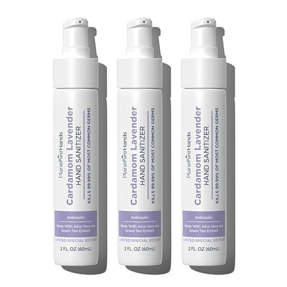 Cardamom Lavender Lotion Hand Sanitizer | Travel Size | Moisturizing Hand Lotion | Made with Aloe Vera & Essential Oils | Rich in Vitamin E | Cleanse & Moisturize | Scented Hand Sanitizer | 3-Pack