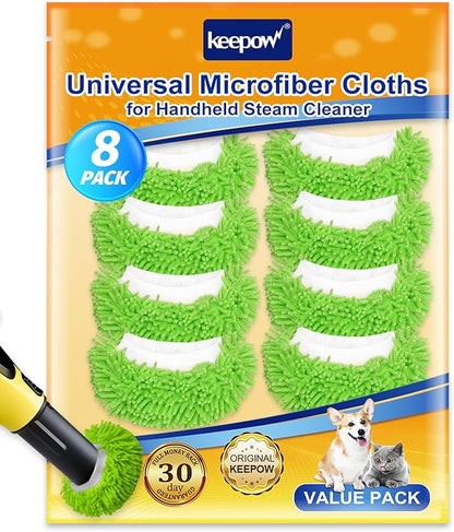 KEEPOW 8 Pack Microfiber Cloths for Handheld Steam Cleaner Compatible with Bissell Steam Shot, Comforday, PurSteam, Wagner, Universal Washable Mop Pads Steam Cleaner Attachments