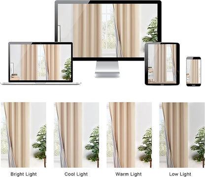 XWZO 100% Blackout Curtain Panels - Double Layer Full Room Darkening and Energy Efficiency Ring Top Window Panels with Tiebacks for Living Room, Biscotti Beige, W52 x L95, Set of 2 Drape