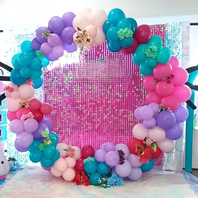 Pink Purple and Blue Balloons, 60 PCS 12 Inch Teal Blue Pink Purple Balloons Colorful Balloon for Girls Mermaid Birthday Baby Shower Wedding Princess Singer Party Decorations