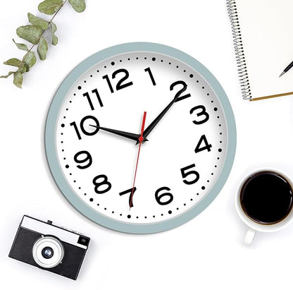 Wall Clock Silent Non-Ticking Modern Clock Battery Operated 8 Inch Small Classic Analog Decorative for Kitchen, Bathroom, Office, Bedroom, Home(Blue Gray)