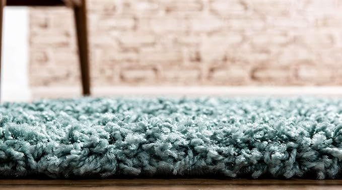 Unique Loom Solid Shag Collection Area Rug (2' 7" x 10' Runner Light Slate Blue)