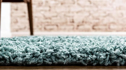 Unique Loom Solid Shag Collection Area Rug (2' 6" x 19' 8" Runner, Light Slate Blue)