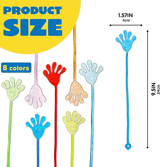 JOYIN 48Pcs Glitter Sticky Hands Party Favors, Party Table Favors Set for Kids, Holiday Traditions, Classroom Treasure Box Carnival Prizes Bulk Pinata Stuff Mini Toys, Christmas goodie bags