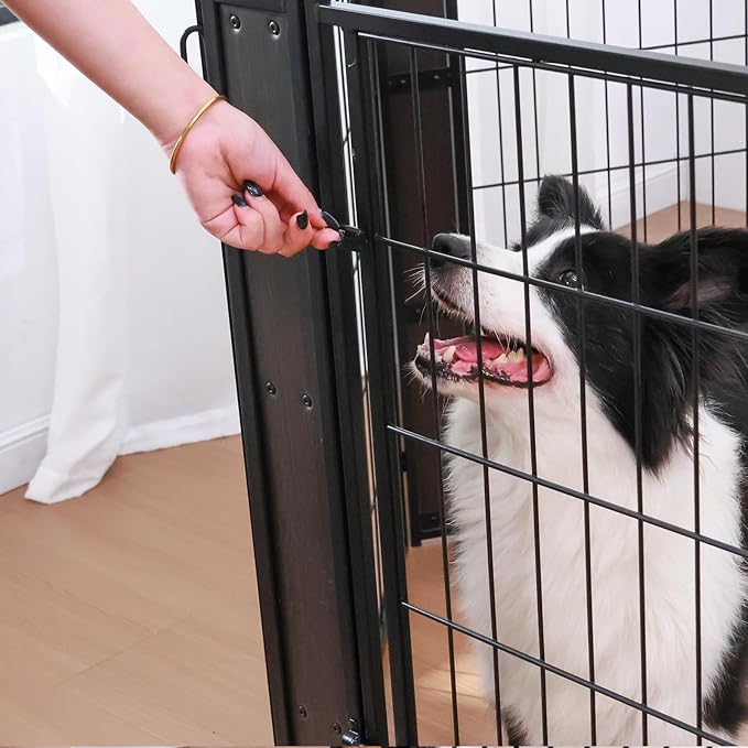 Heavy Duty Dog Playpen 32 Inch Height - Indoor Outdoor Pet Fence Enclosure for Medium and Small Dogs - Foldable Puppy Exercise Pen for Indoor and RV Camping or Yard (12 Panels, 35.4" H (Black))