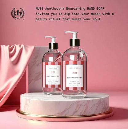 Muse Apothecary Hand Ritual - Aromatic and Nourishing Hand Soap, Infused with Natural Aromatherapy Essential Oils - Great Valentine's Day Gift - 16 oz, Mandarin Rosè + Pink Pomelo