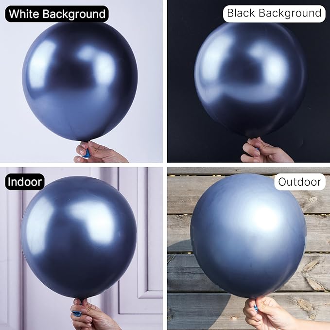 PartyWoo Metallic Navy Blue Balloons 50 pcs 12 Inch Metallic Dark Blue Latex Helium Balloons for Graduation New Year Weddings Father's Day Baby Shower Birthday Party Decorations Blue-G113