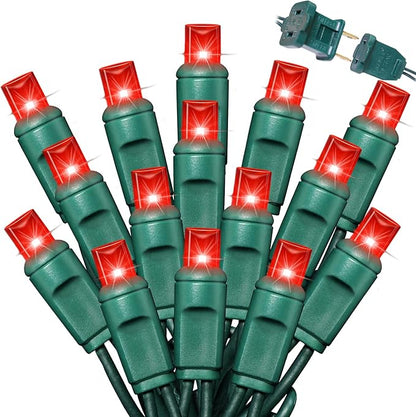 1200LED (24pk of 50L) String Lights, LED Christmas Lights, 6" SPACING,Green Wire, RED