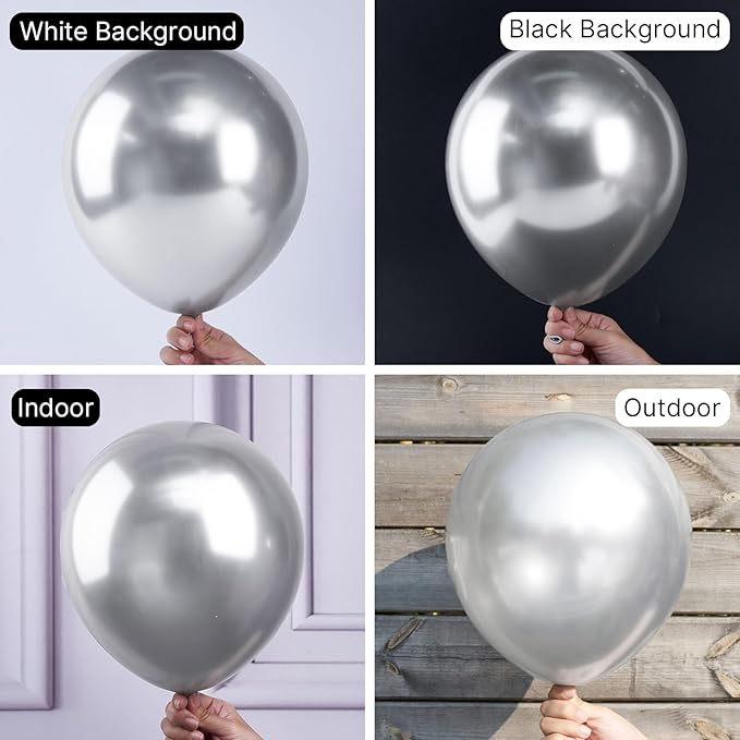 PartyWoo Metallic Silver Balloons, 50 pcs 12 Inch Silver Metallic Balloons, Silver Balloons for Balloon Garland or Arch as Wedding Decorations, Birthday Decorations, Party Decorations, Silver-G102