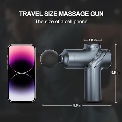 Massage Gun Deep Tissue,Small Travel Percussion Massage Gun with 4 Massage Heads 6 Speeds for Relieving Muscle Soreness for Office Gifts（Blue）