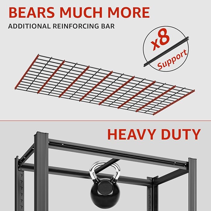Extra Large/Big 55.12" Father&I Industrial 6-Shelf-Rack Utility Tall Heavy-Dudy Garage/Warehouse Shelving Metal/Steel Storage Shelves Unit/System Adjustable for Bin/Shed, 84"*55.12* 24", Black